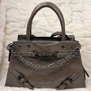 Daisy Fuentes Taupe Satchel with Chain Accent